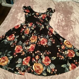 Dot Dot Smile Floral Navy Blue Cotton Kids Short Sleeve Dress sz 12/14